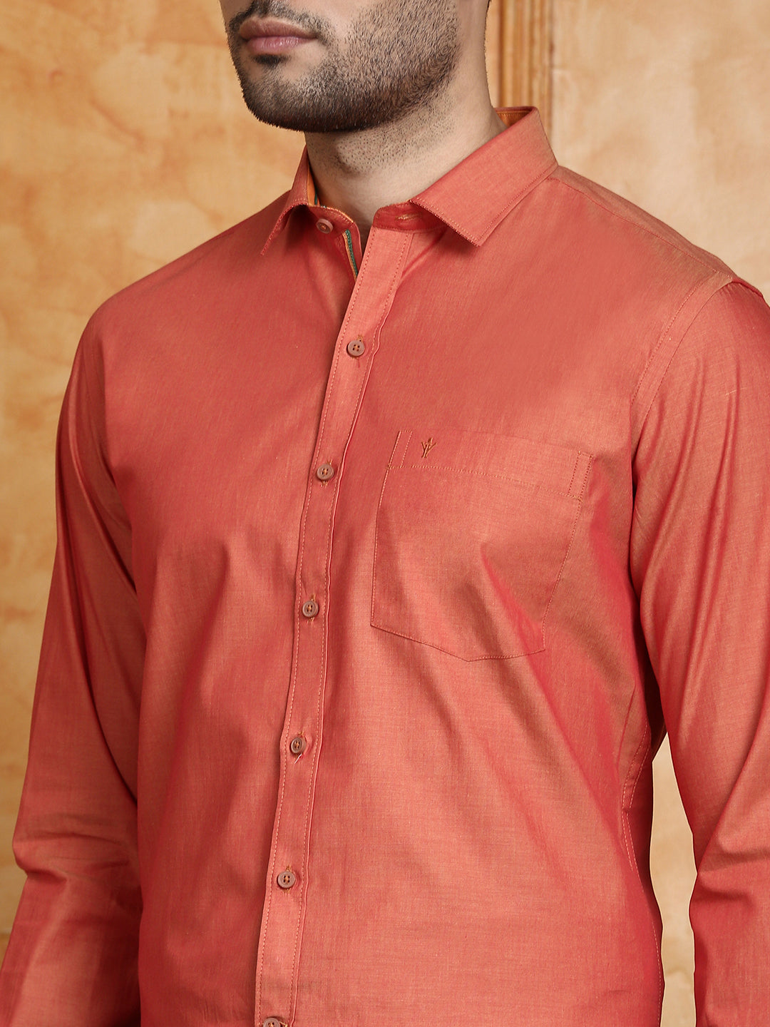 Men 100% Cotton Formal Shirt Copper