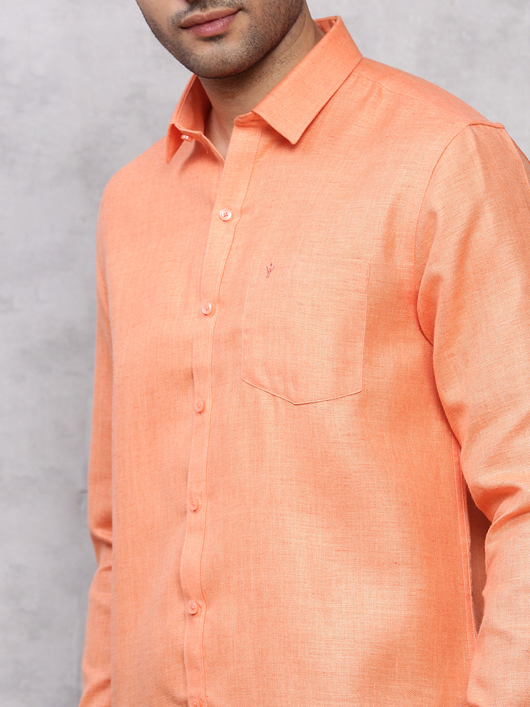 Men Cotton Shirt Orange -T7 CG4