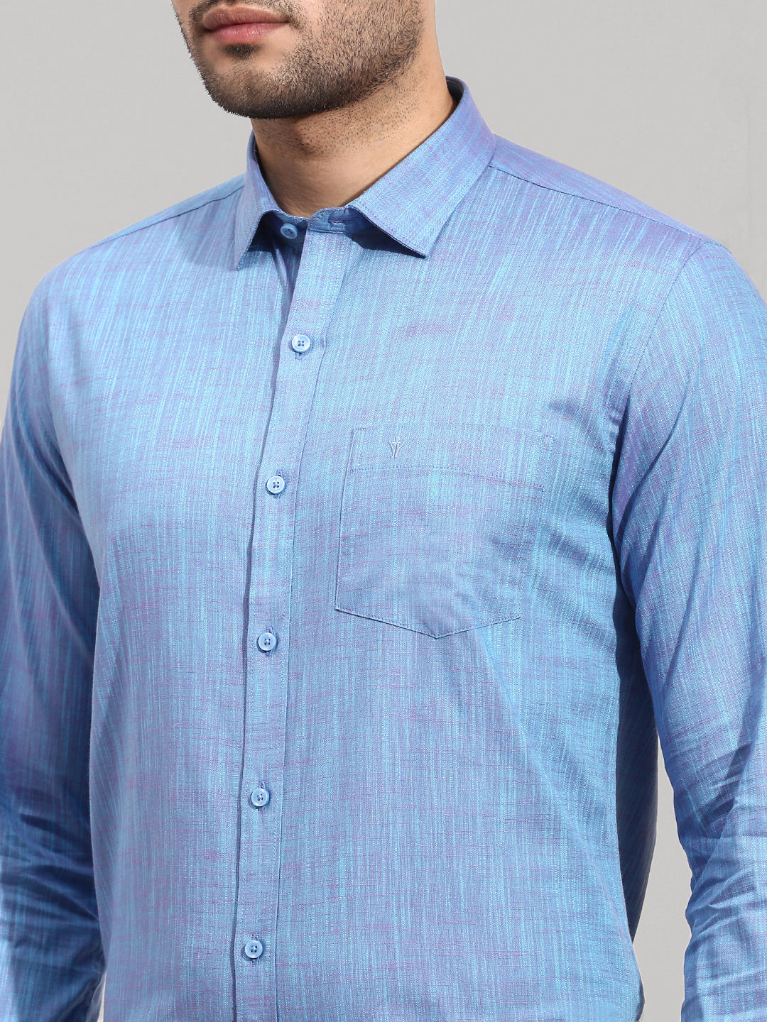 Men 100% Cotton Formal Shirt Blue