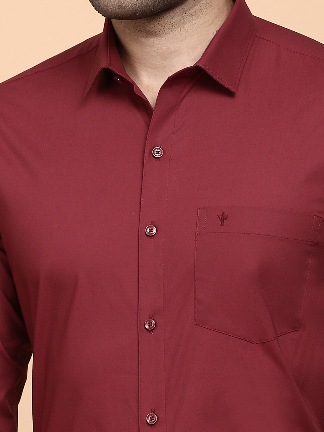 Men Cotton Spandex 2 Way Stretch Shirt Maroon LY6