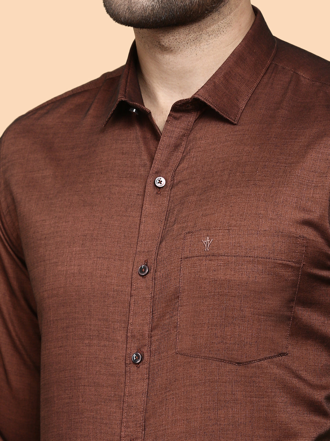 Men Premium Cotton Full Sleeves Shirt Brown EL GP12