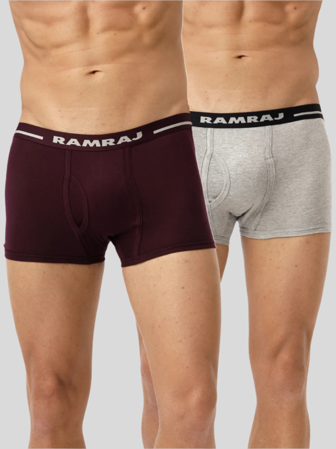 Men Trunks 2 Pcs Combo GreyMelange and GrapeWine Vintrack