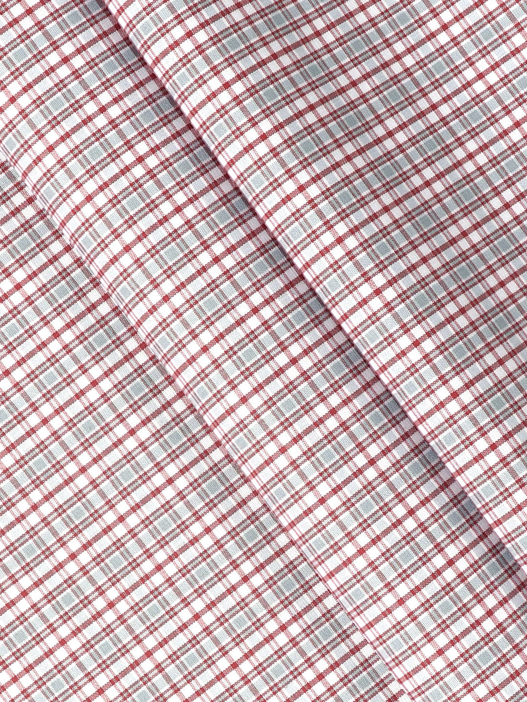 Mens Cotton Blend Checked Shirt Fabric Red with White Vibgiyor Bit