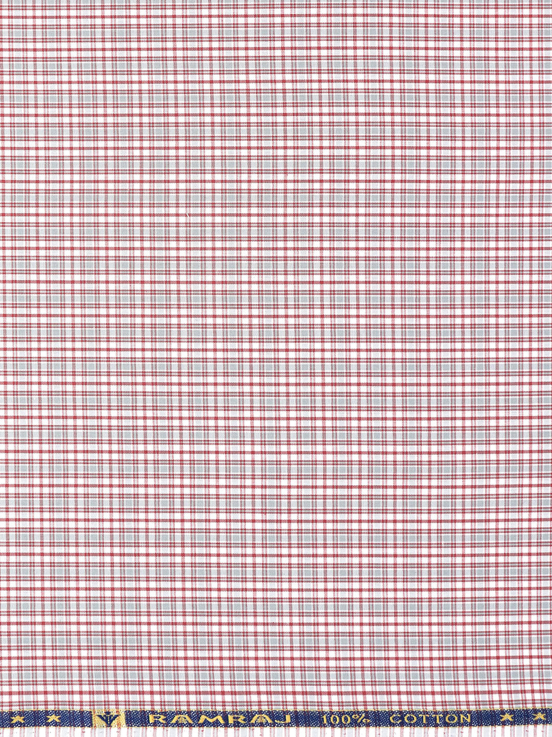 Men 100% Cotton Checked Shirt Fabric Red Vibgiyor Bit