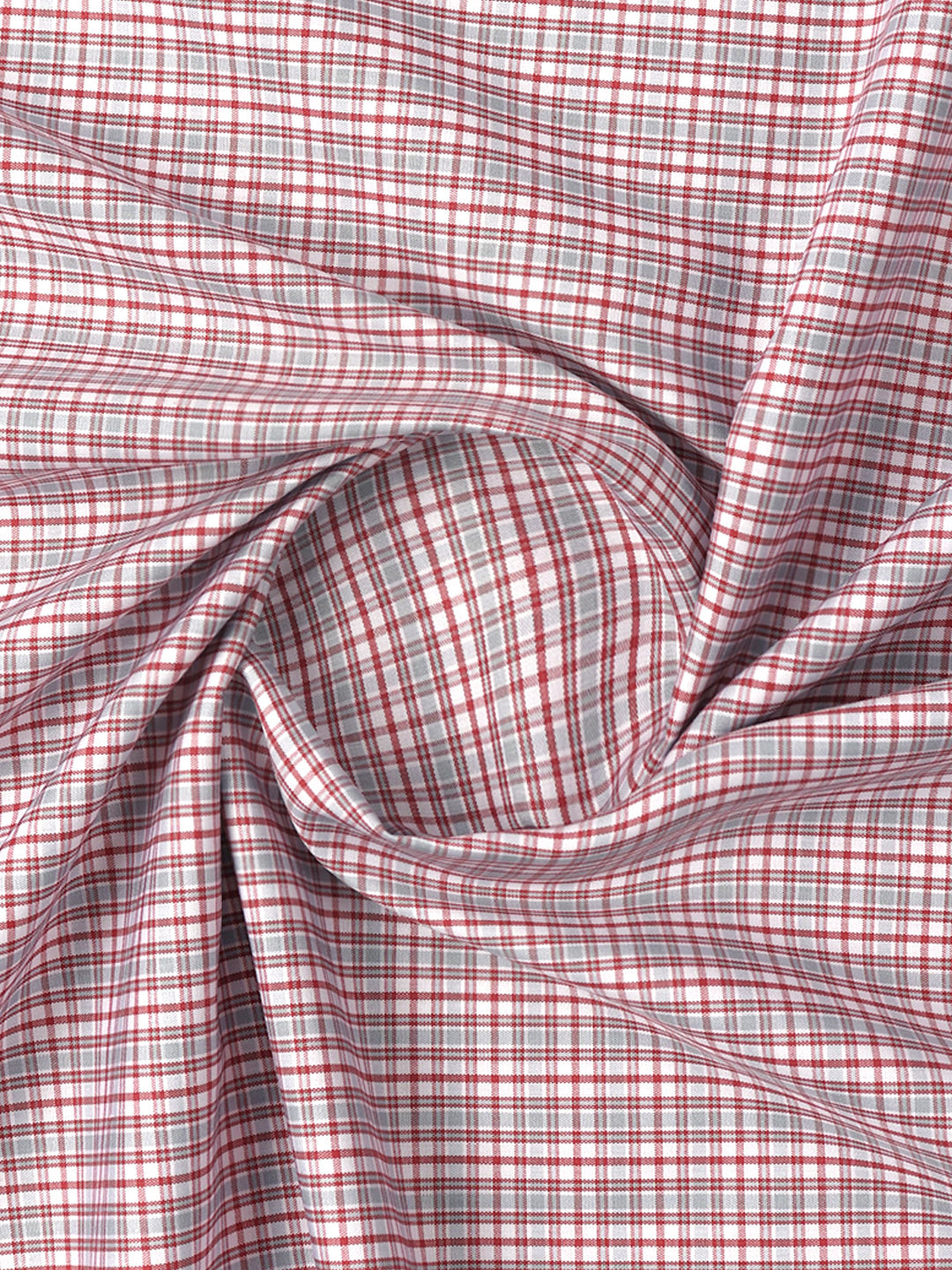 Mens Cotton Blend Checked Shirt Fabric Red with White Vibgiyor Bit