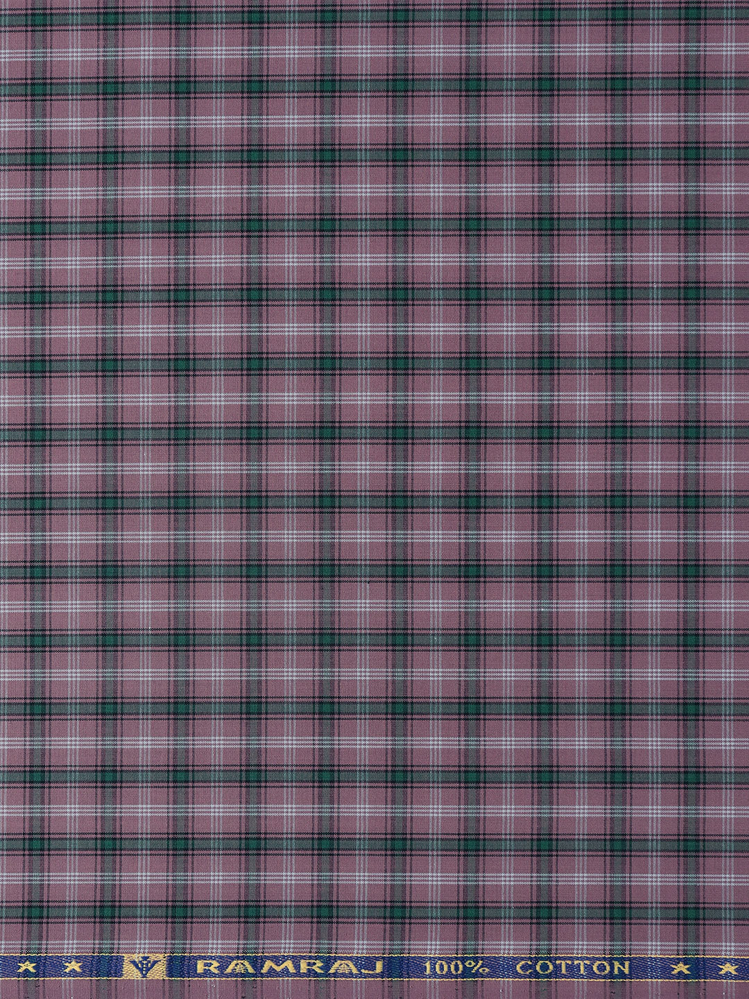 Mens Cotton Blend Checked Shirt Fabric Purple with Green Vibgiyor Bit