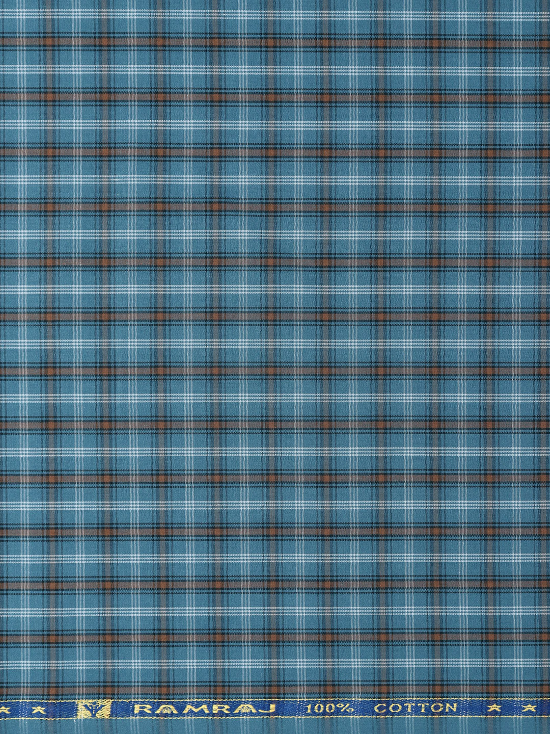 Mens Cotton Blend Checked Shirt Fabric Blue Vibgiyor Bit