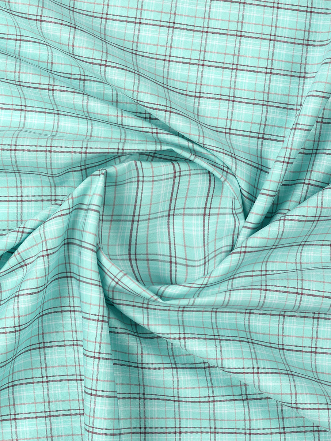 Men 100% Cotton Checked Shirt Fabric MintGreen Vibgiyor Bit