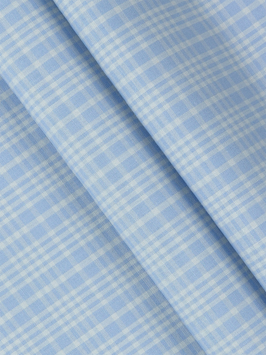 Mens Cotton Blend Checked Shirt Fabric Light Blue Vibgiyor Bit