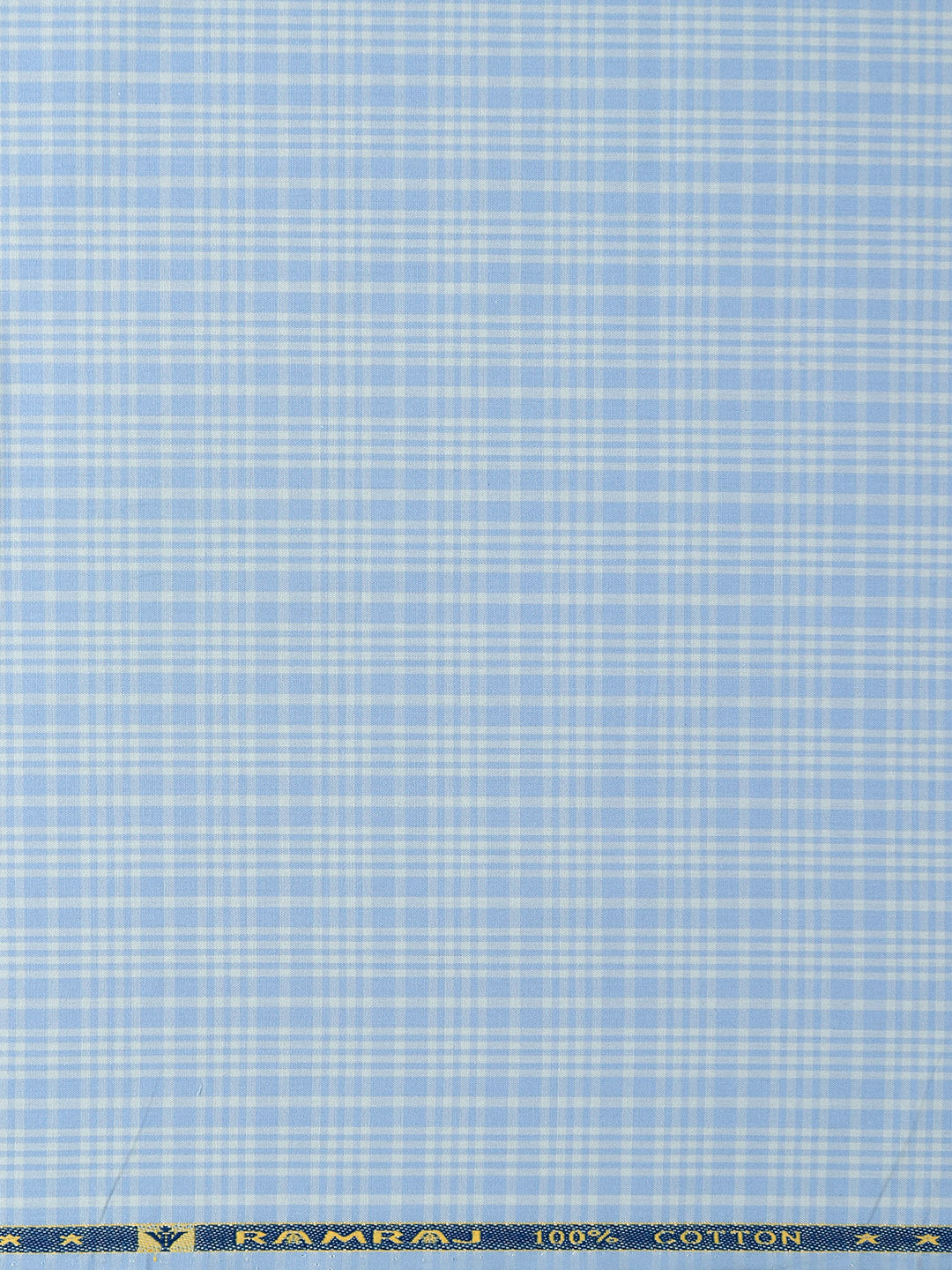 Mens Cotton Blend Checked Shirt Fabric Light Blue Vibgiyor Bit