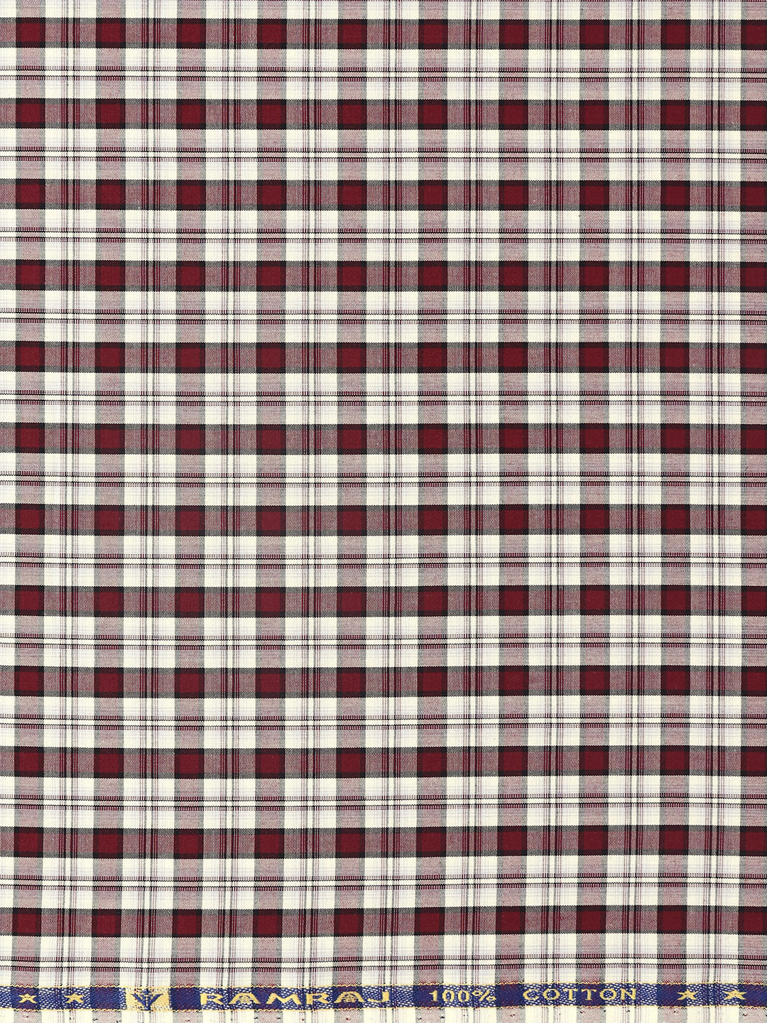 Mens Cotton Blend Checked Shirt Fabric Red Vibgiyor Bit