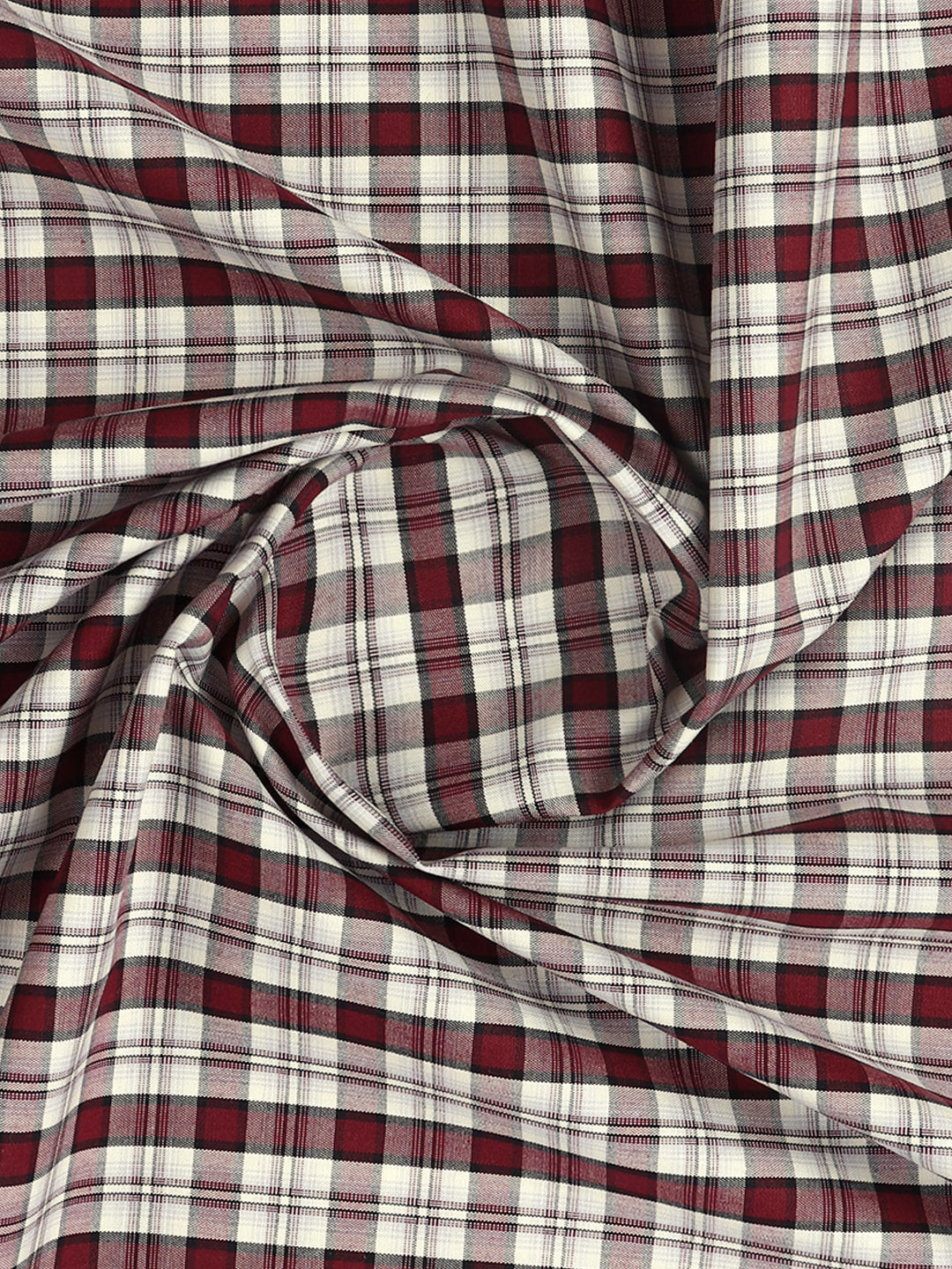 Men 100% Cotton Checked Shirt Fabric Red Vibgiyor Bit