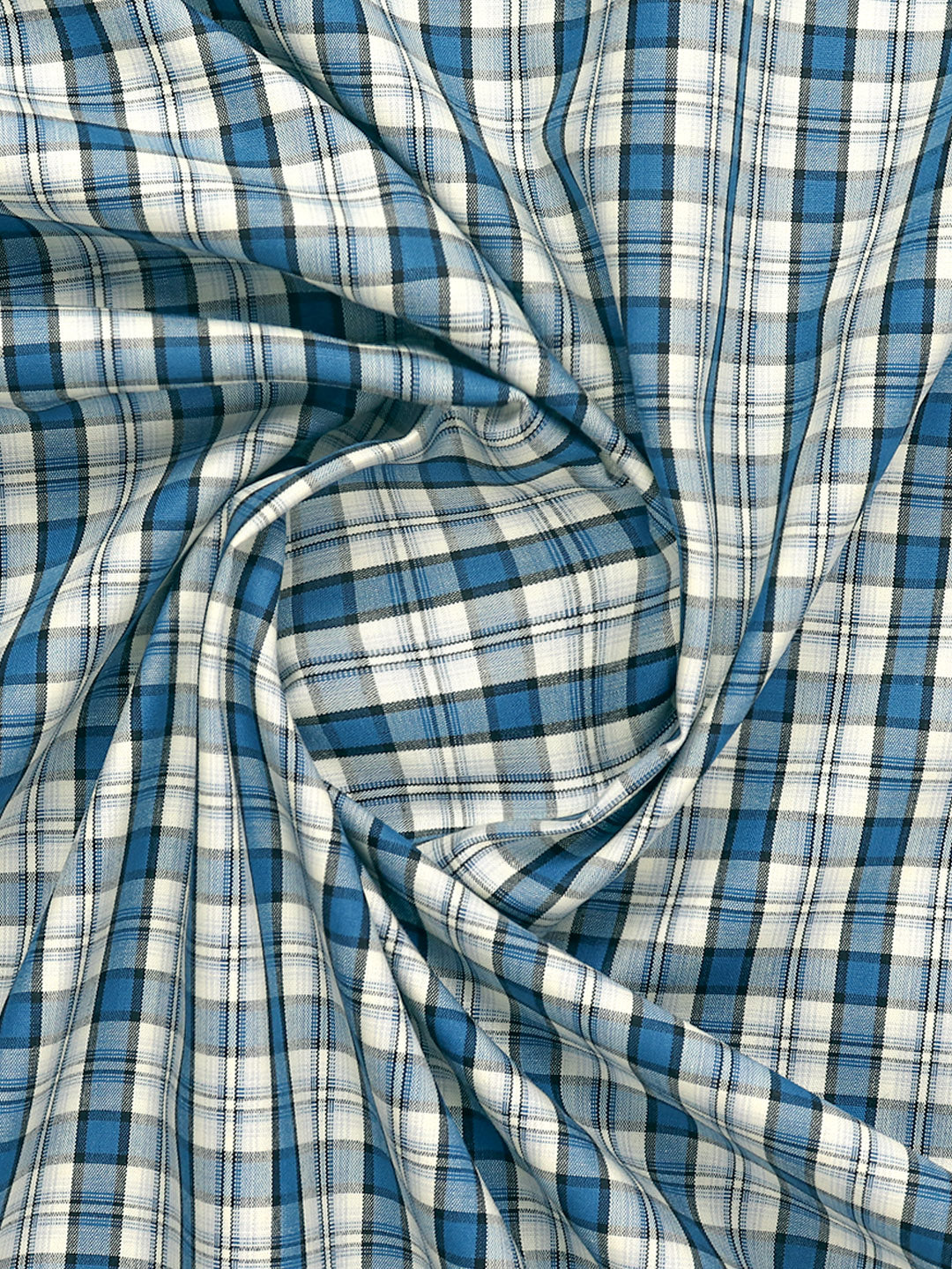 Mens Cotton Blend Checked Shirt Fabric Blue Vibgiyor Bit