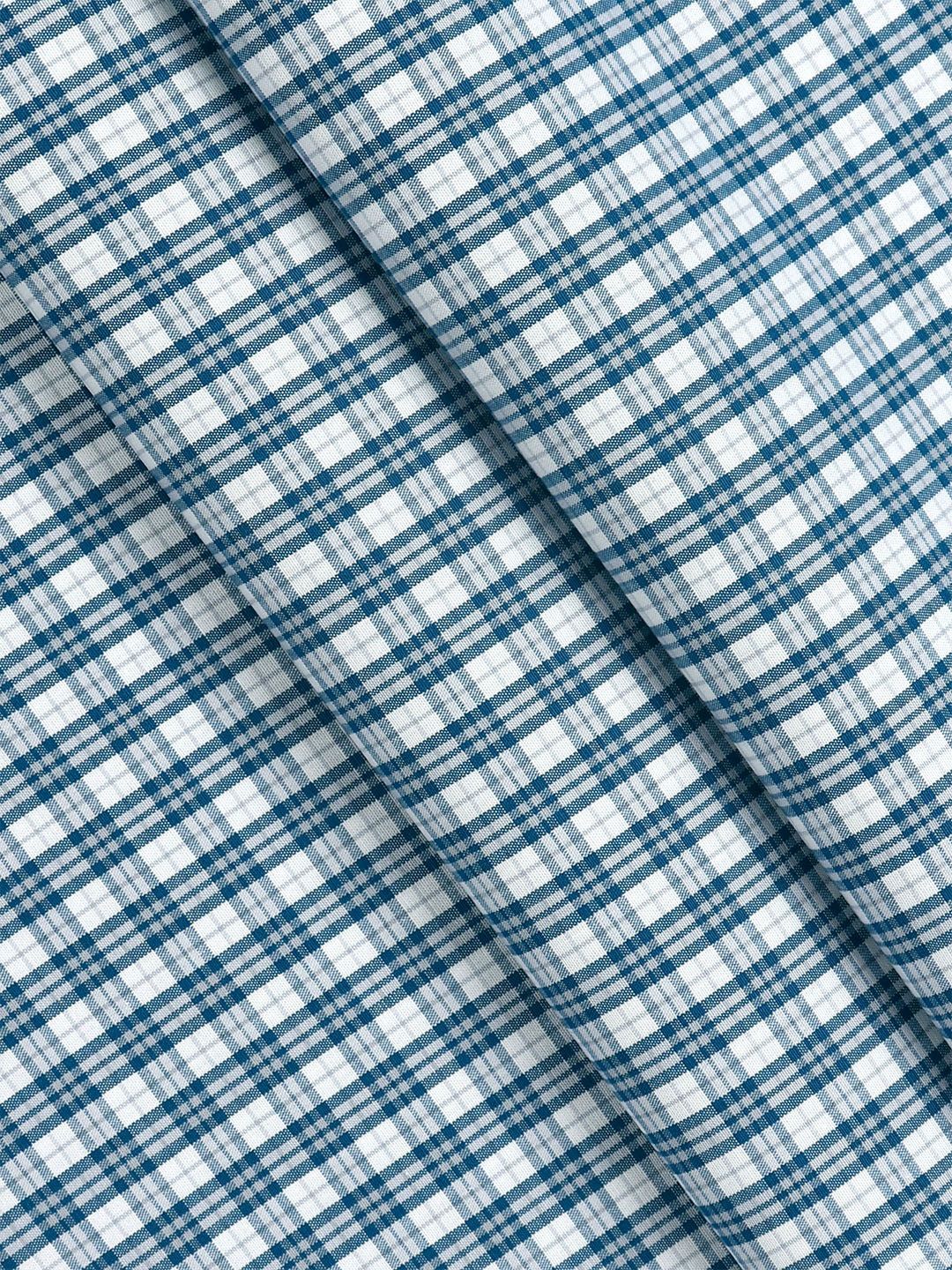 Mens Cotton Blend Checked Shirt Fabric Blue with White Vibgiyor Bit