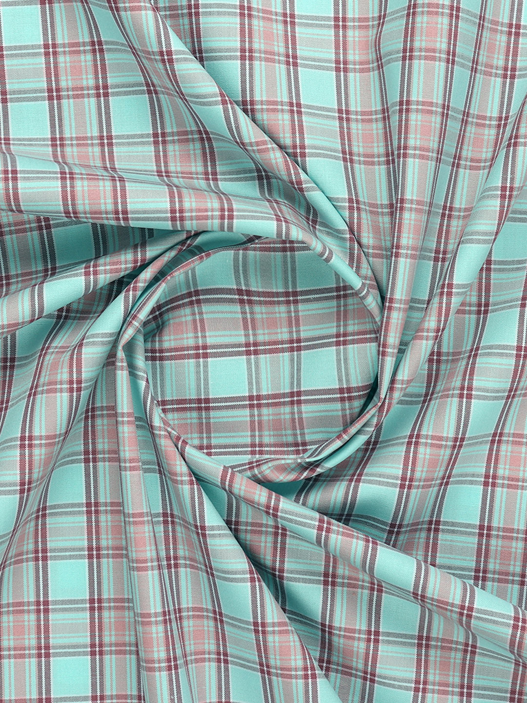 Men 100% Cotton MintGreen Checked Shirt Fabric Vibgiyor Bit