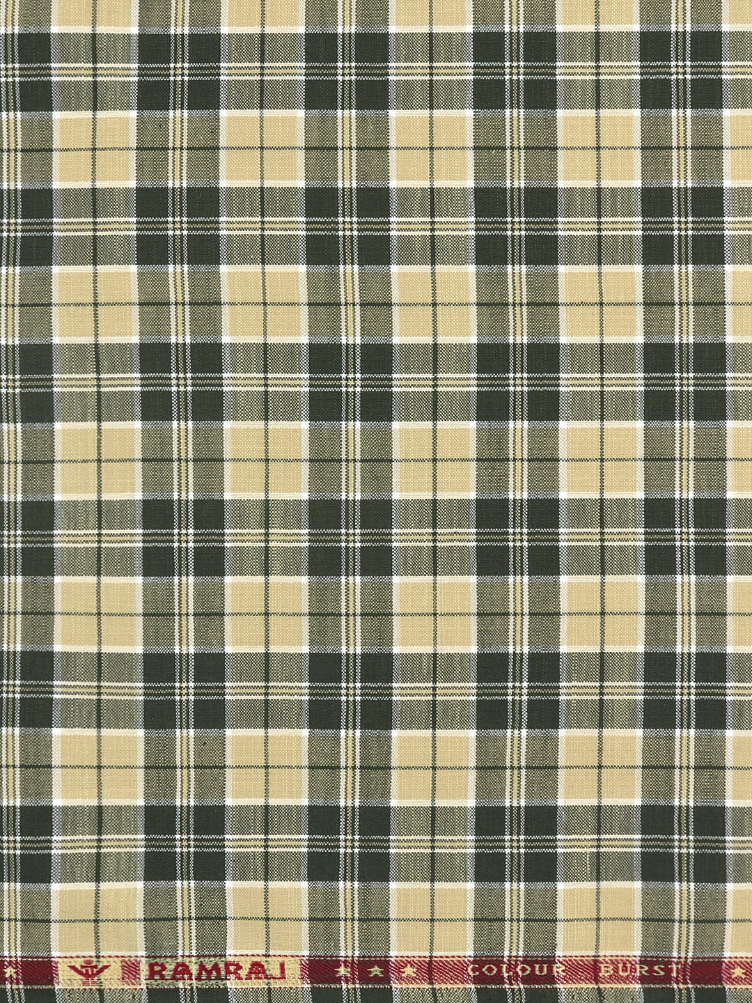 Men 100%Cotton Checked Shirt Fabric Green with Yellow Reality Cotton