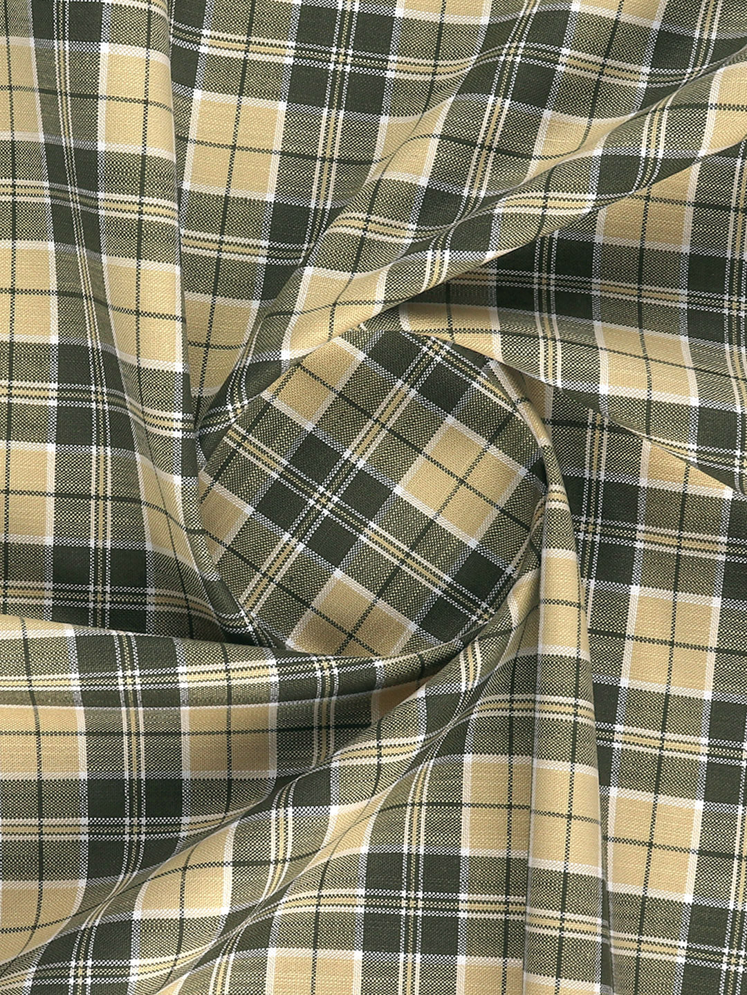 Men 100%Cotton Checked Shirt Fabric Green with Yellow Reality Cotton