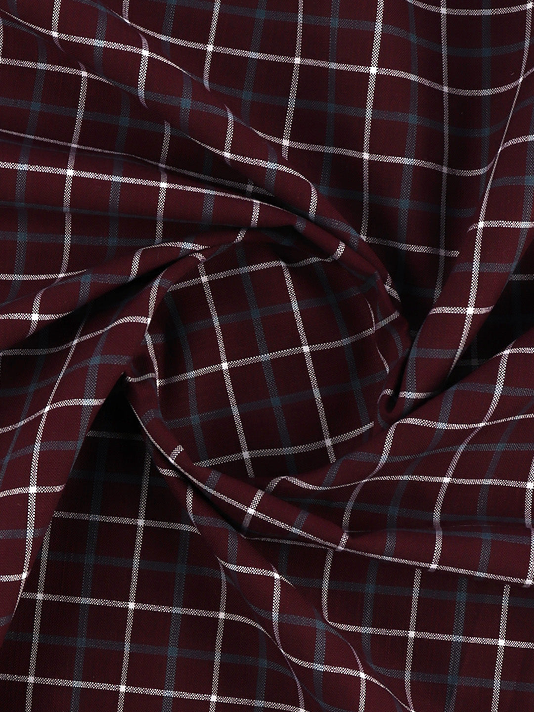 Men 100%Cotton Checked Shirt Fabric Maroon Reality Cotton