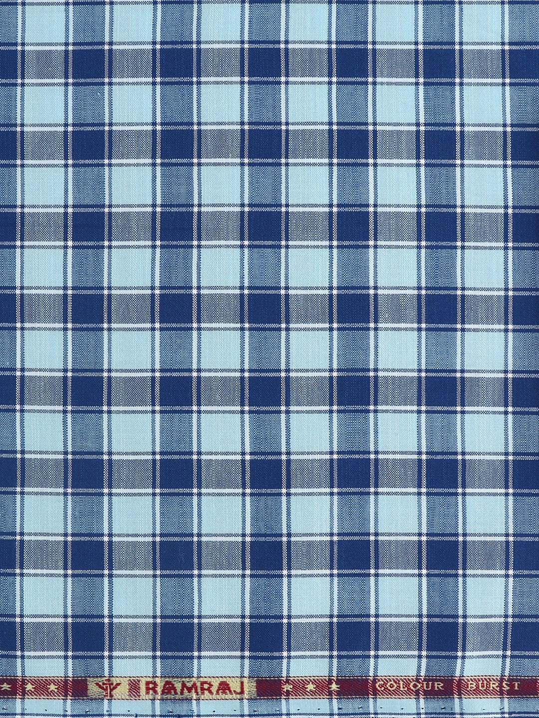 Men 100%Cotton Checked Blue Shirt Fabric Reality Cotton