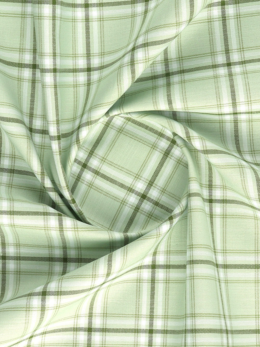 Men 100%Cotton Checked Shirt Fabric Green Reality Cotton