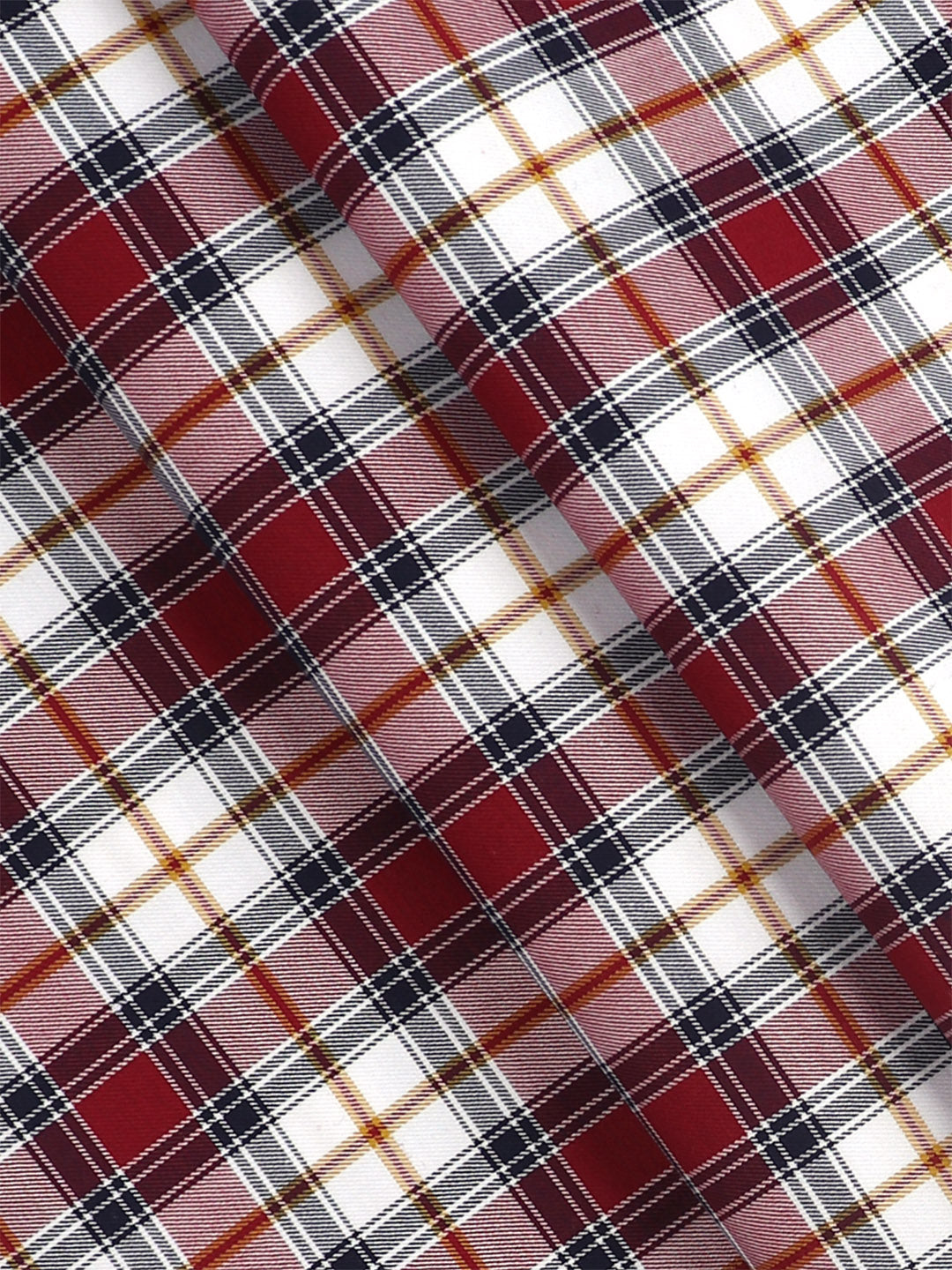 Mens Cotton Checked Shirt Fabric Maroon with White Cascade