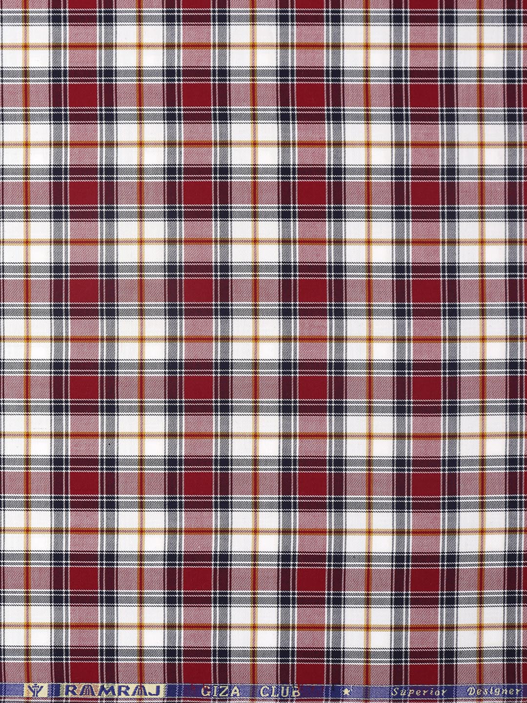 Mens Cotton Checked Shirt Fabric Maroon with White Cascade