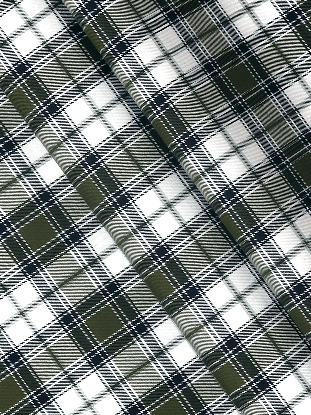 Mens Cotton Green Checked Shirt Fabric Cascade