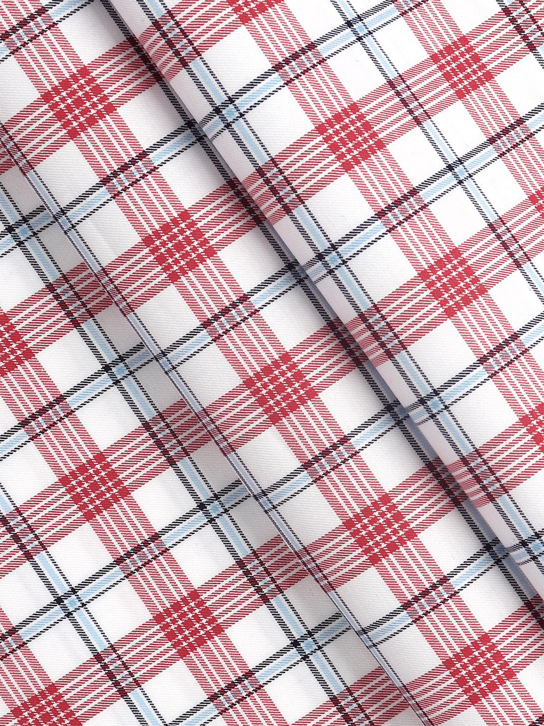 Men Cotton Checked White with Red Shirt Fabric Cascade