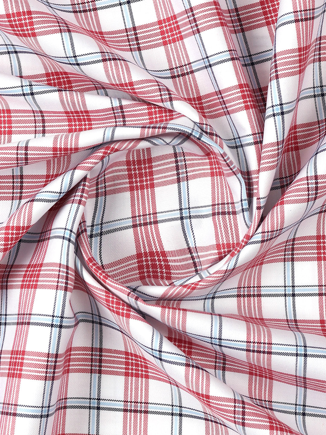 Men Cotton Checked White with Red Shirt Fabric Cascade