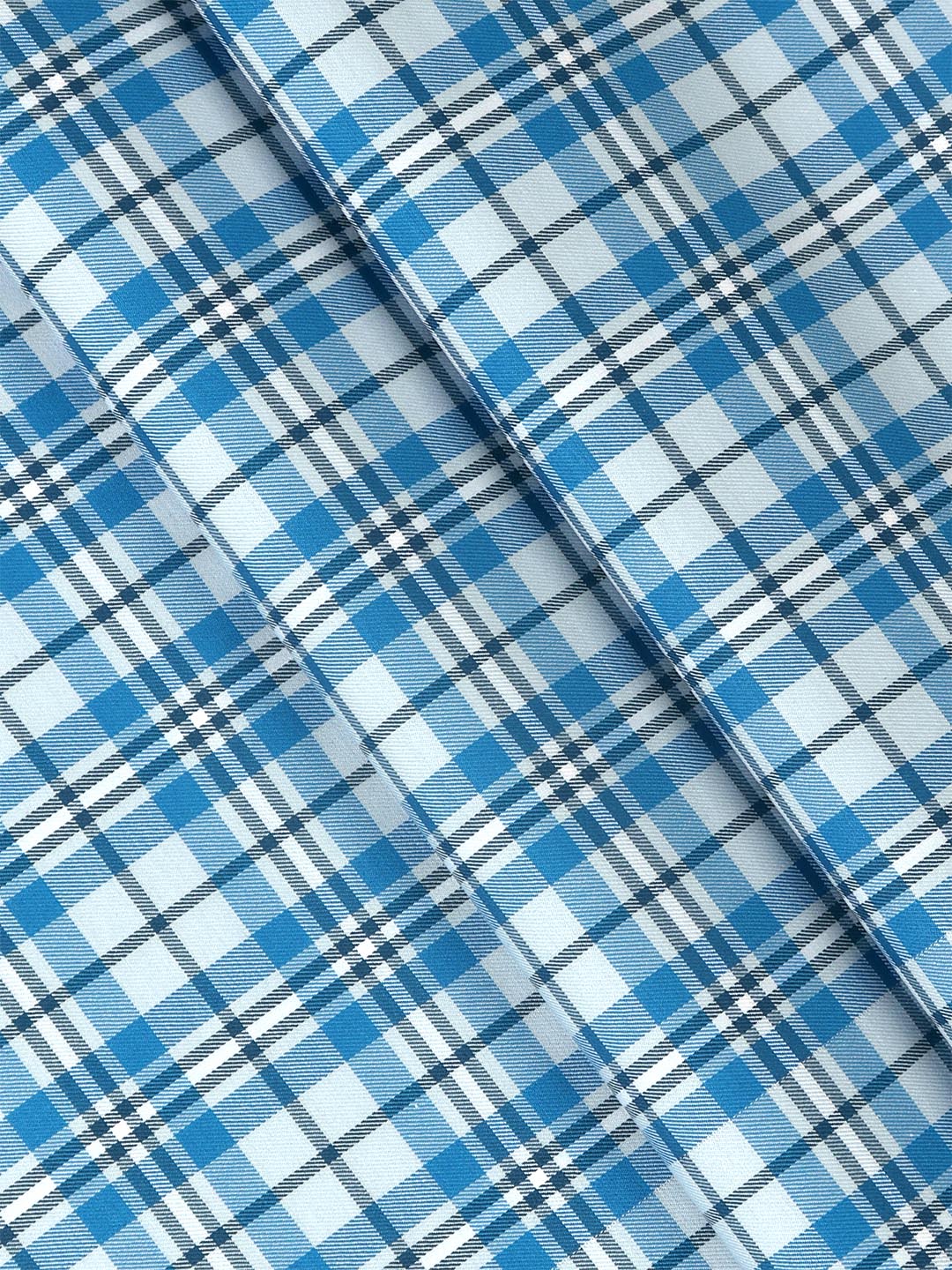 Mens Cotton Checked Blue with White Shirt Fabric Cascade