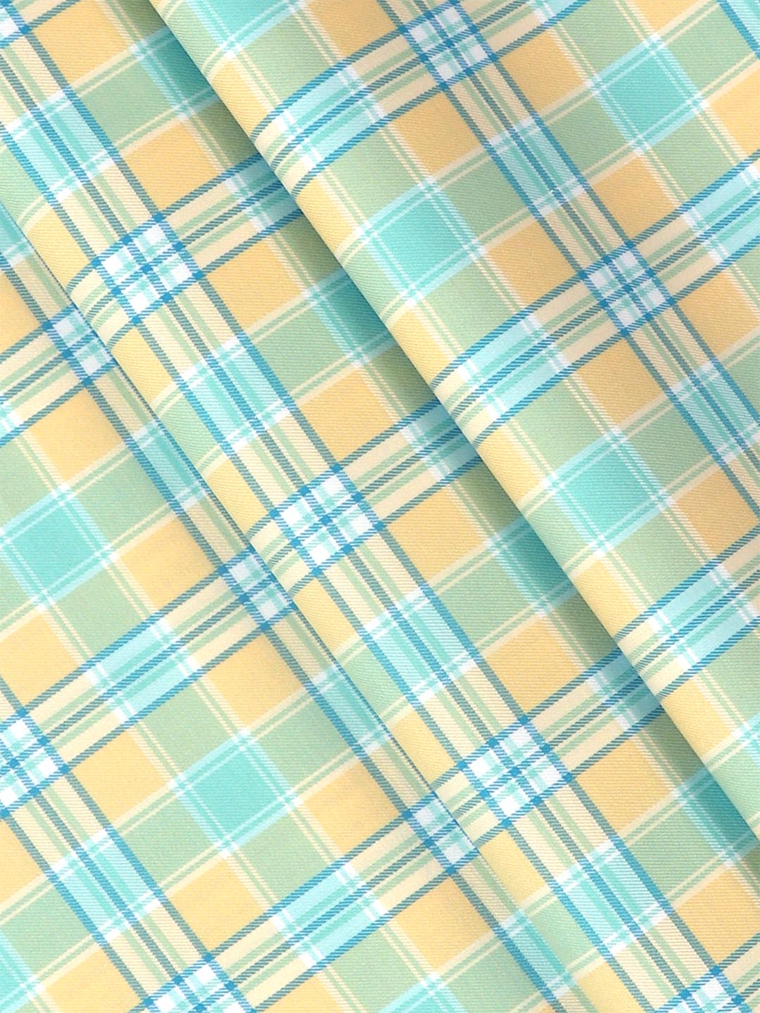 Mens Cotton Light Blue with Sandal Checked Shirt Fabric Cascade