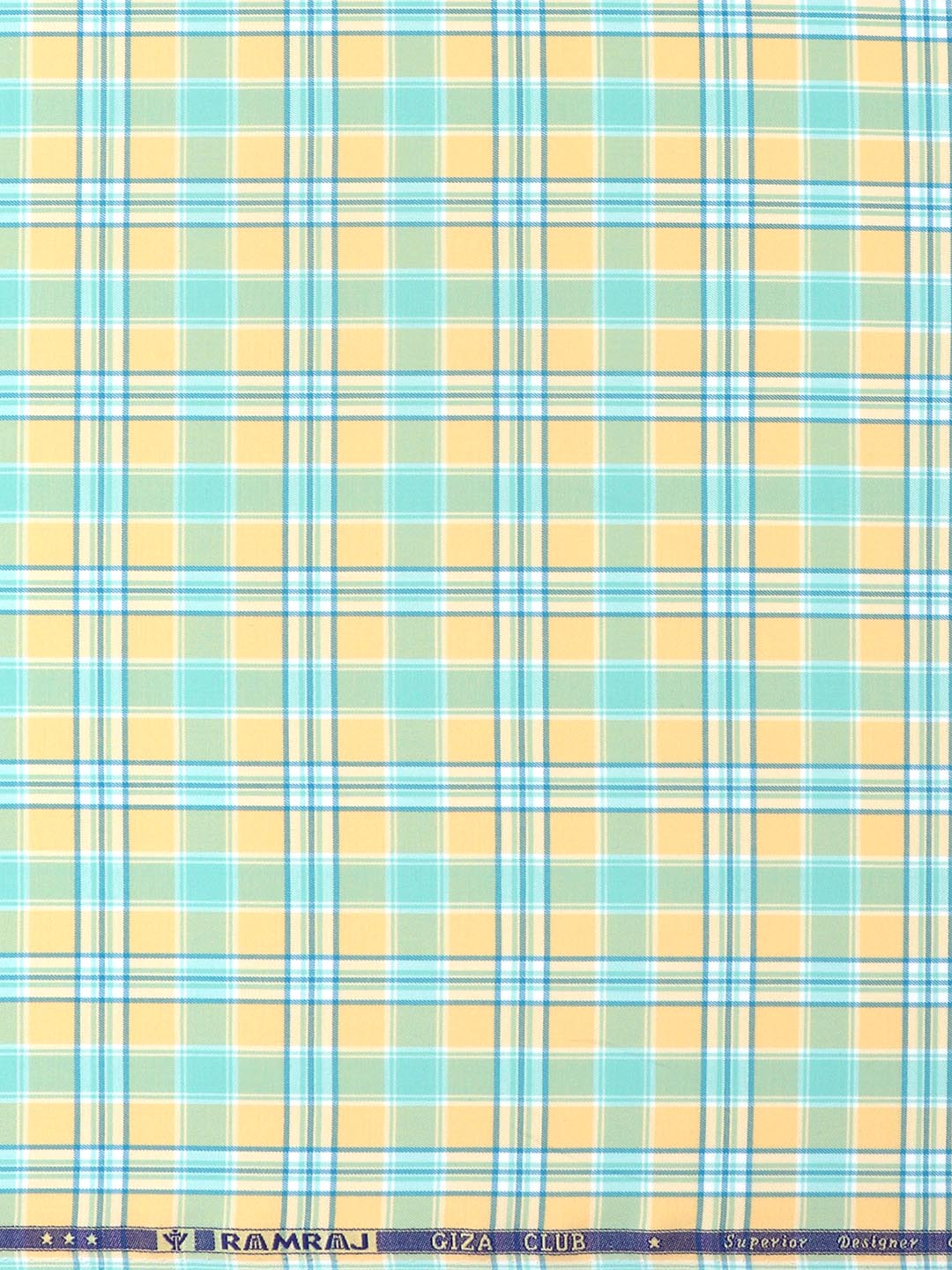 Mens Cotton Light Blue with Sandal Checked Shirt Fabric Cascade