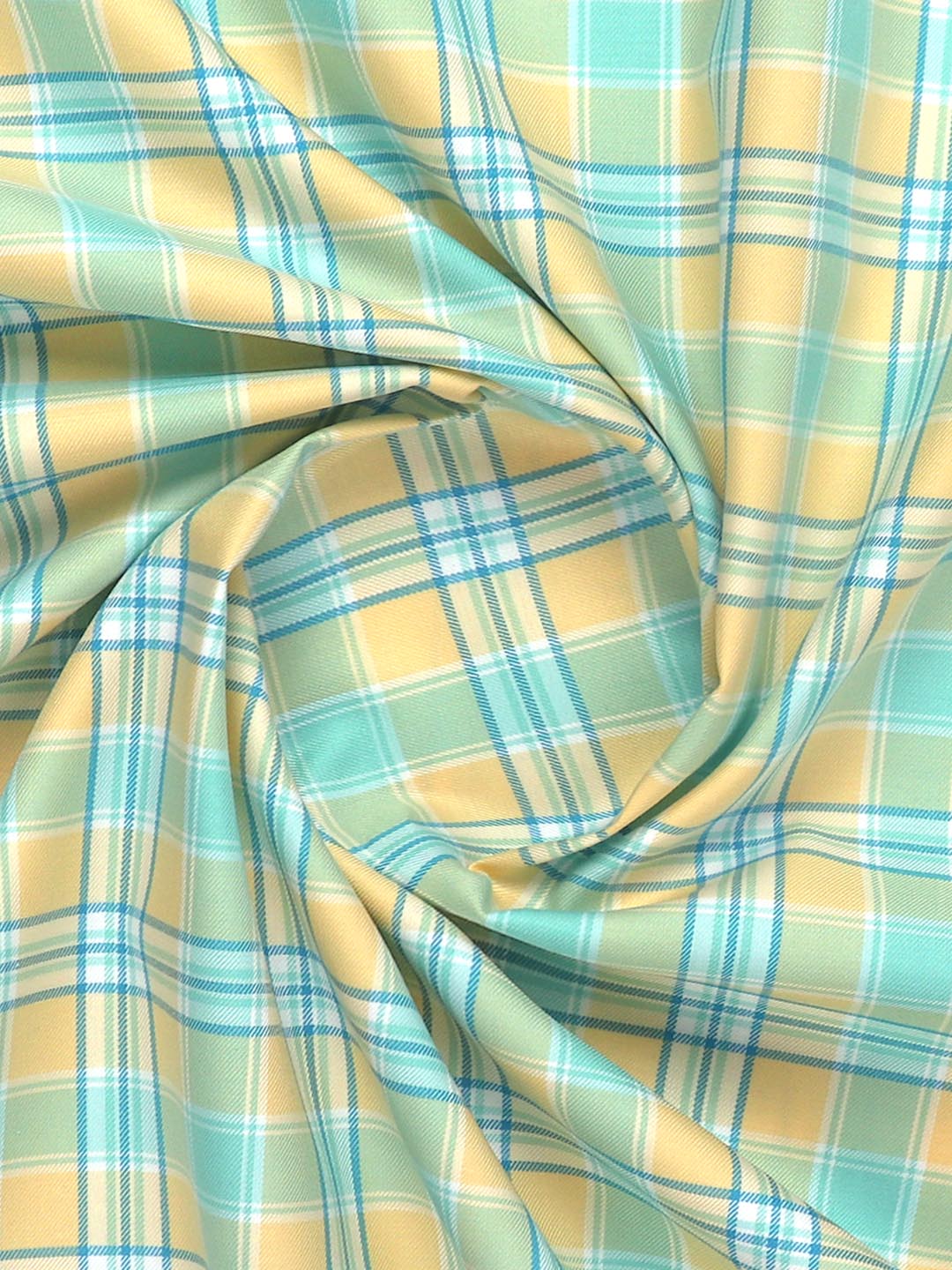 Mens Cotton Light Blue with Sandal Checked Shirt Fabric Cascade