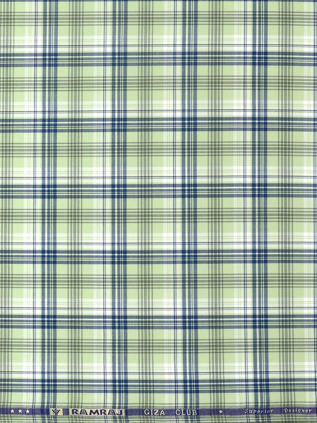 Mens Cotton Checked Light Green Shirt Fabric Cascade