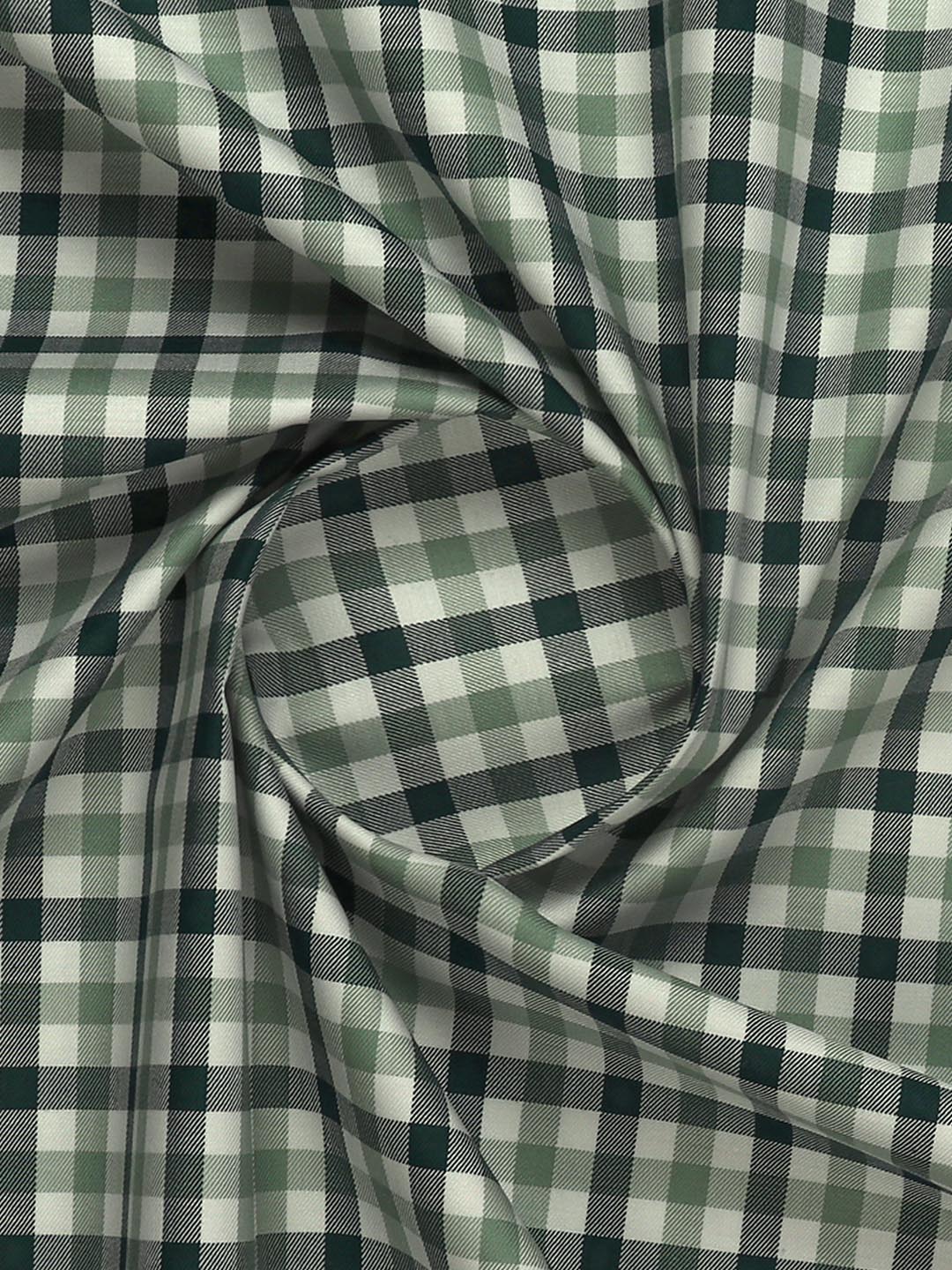 Mens Cotton Checked Green Shirt Fabric Cascade