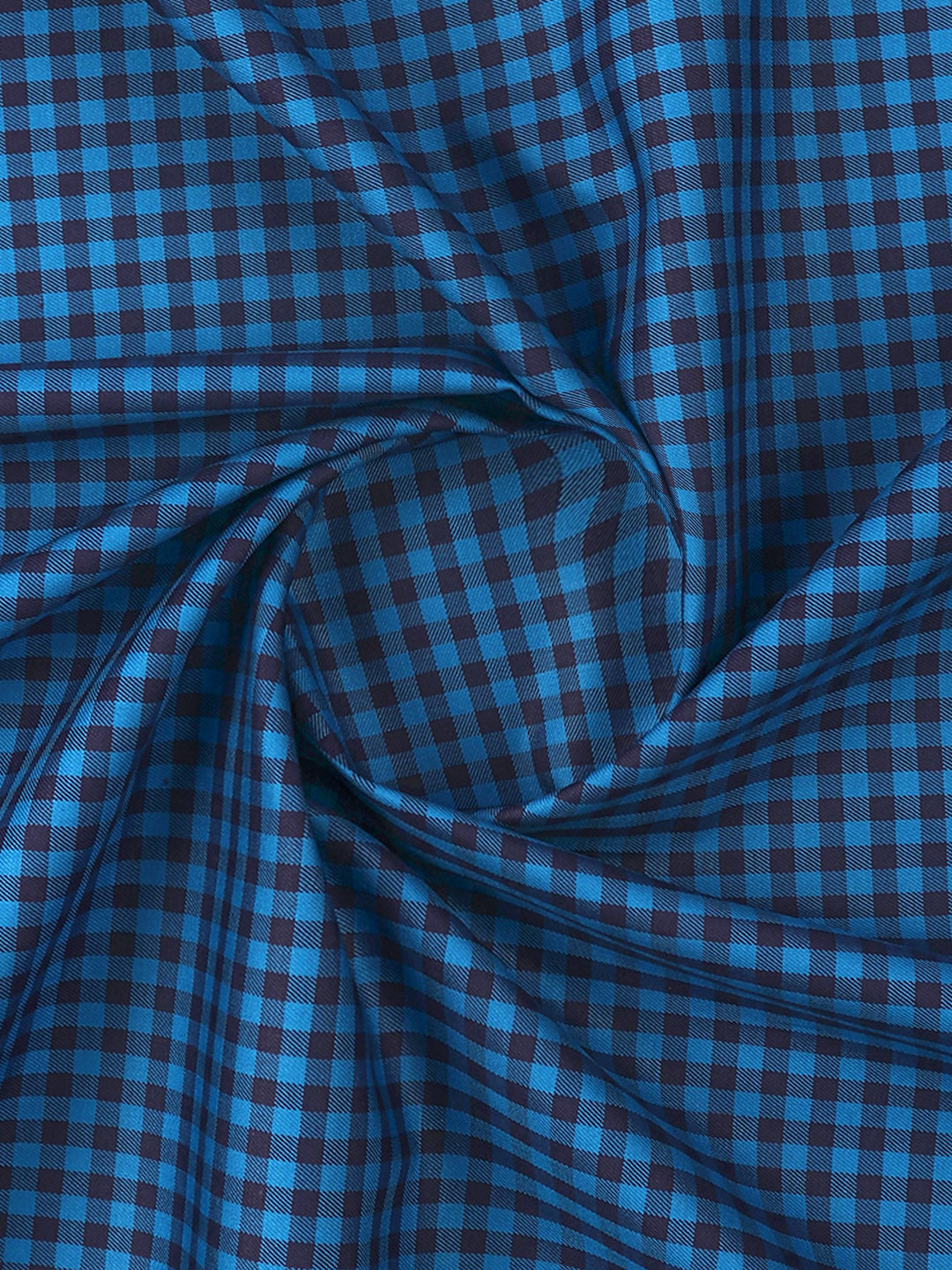 Men Cotton Checked Blue Shirt Fabric Cascade