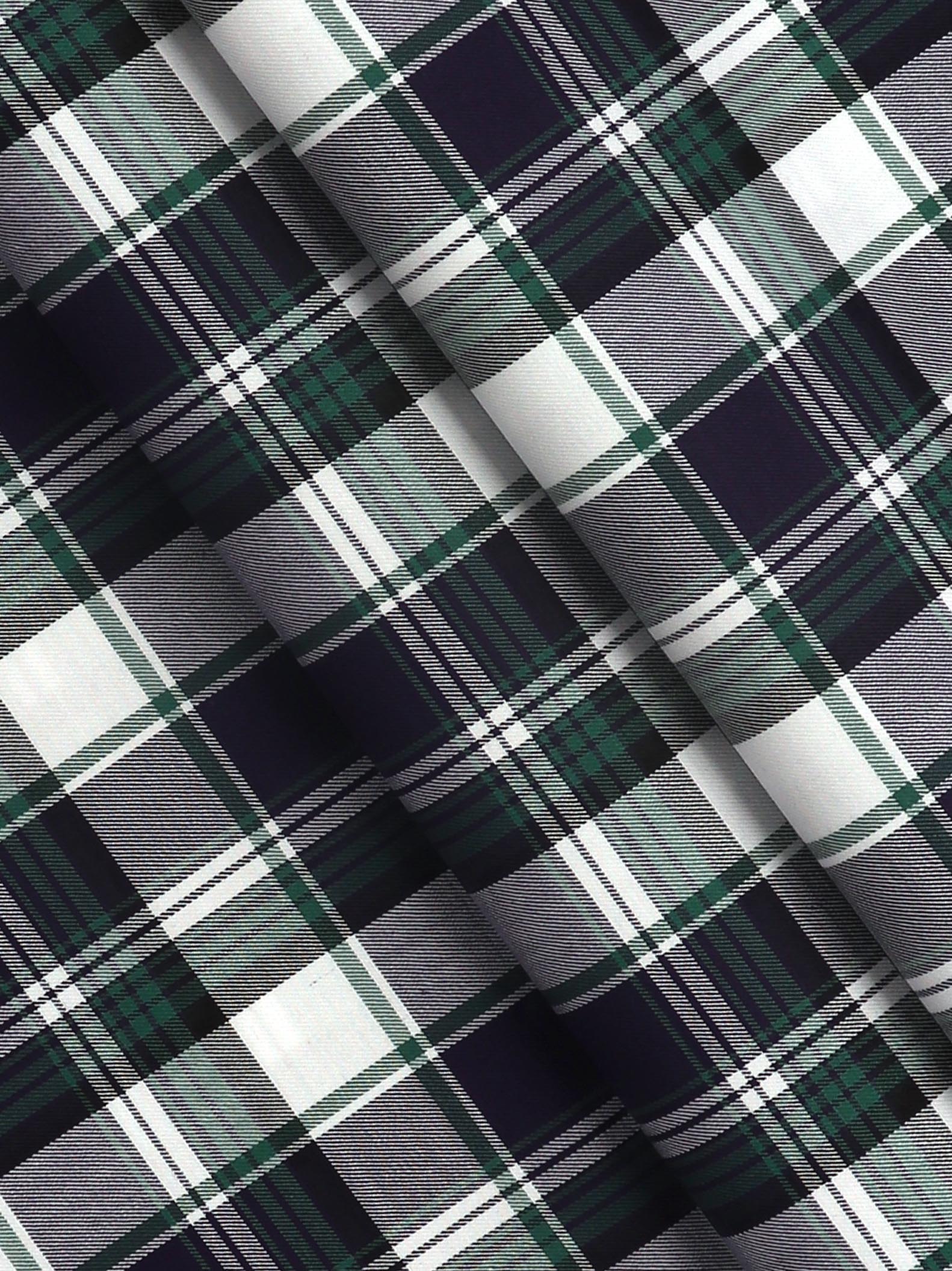 Mens Cotton Checked Shirt Navy Fabric Cascade