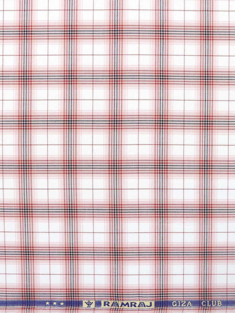 Cotton White & Red Checked Shirt Fabric Cascade