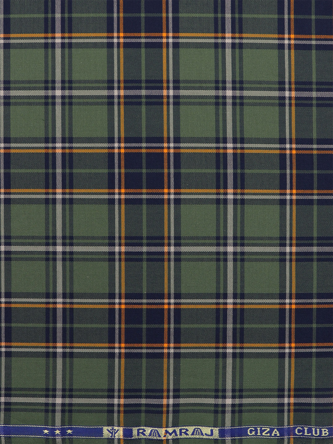 Cotton Green & Navy Checked Shirt Fabric Cascade-Zoom view