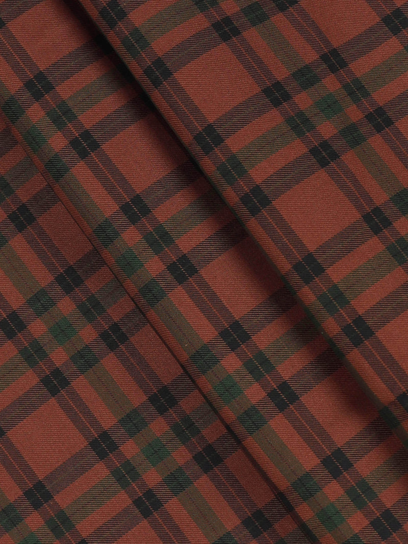 Cotton Brown & Green Checked Shirt Fabric Cascade