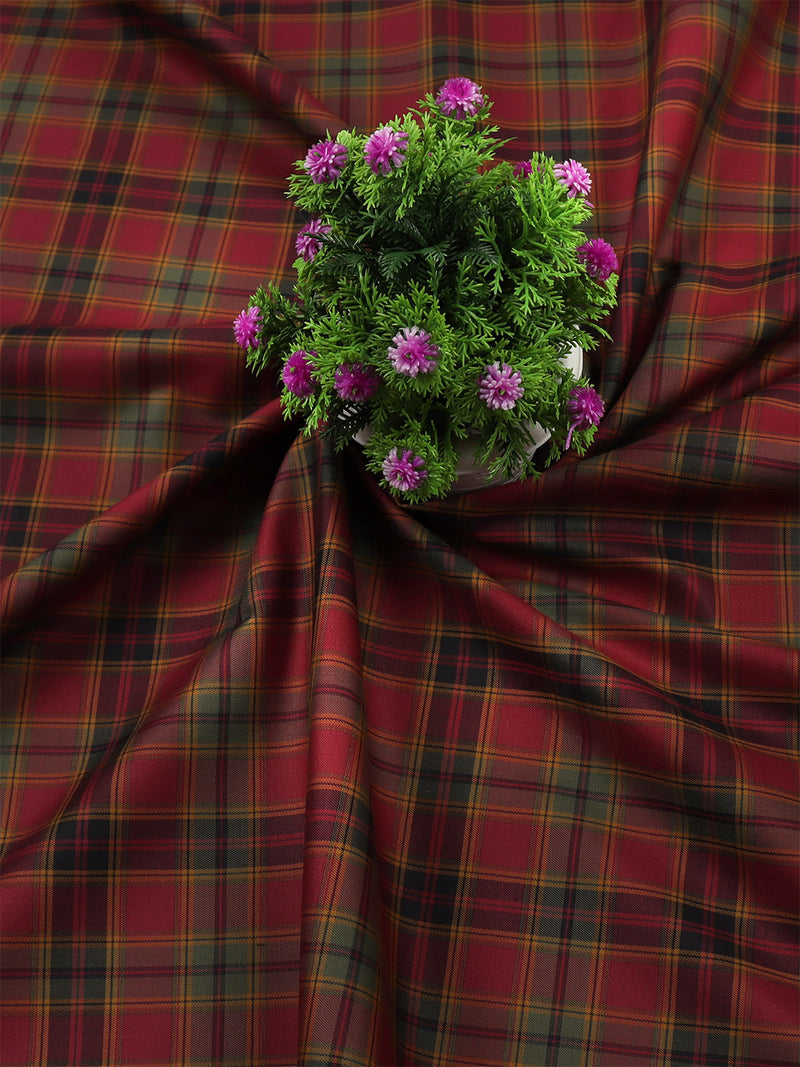 Cotton Purple & Green Checked Shirt Fabric Cascade