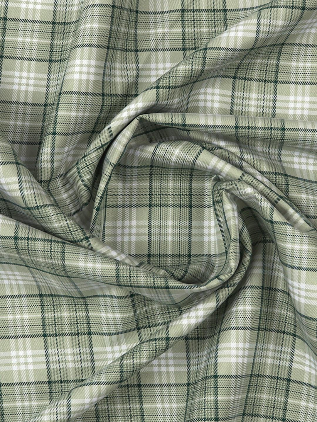 Cotton Green Check Shirt Fabric Cascade