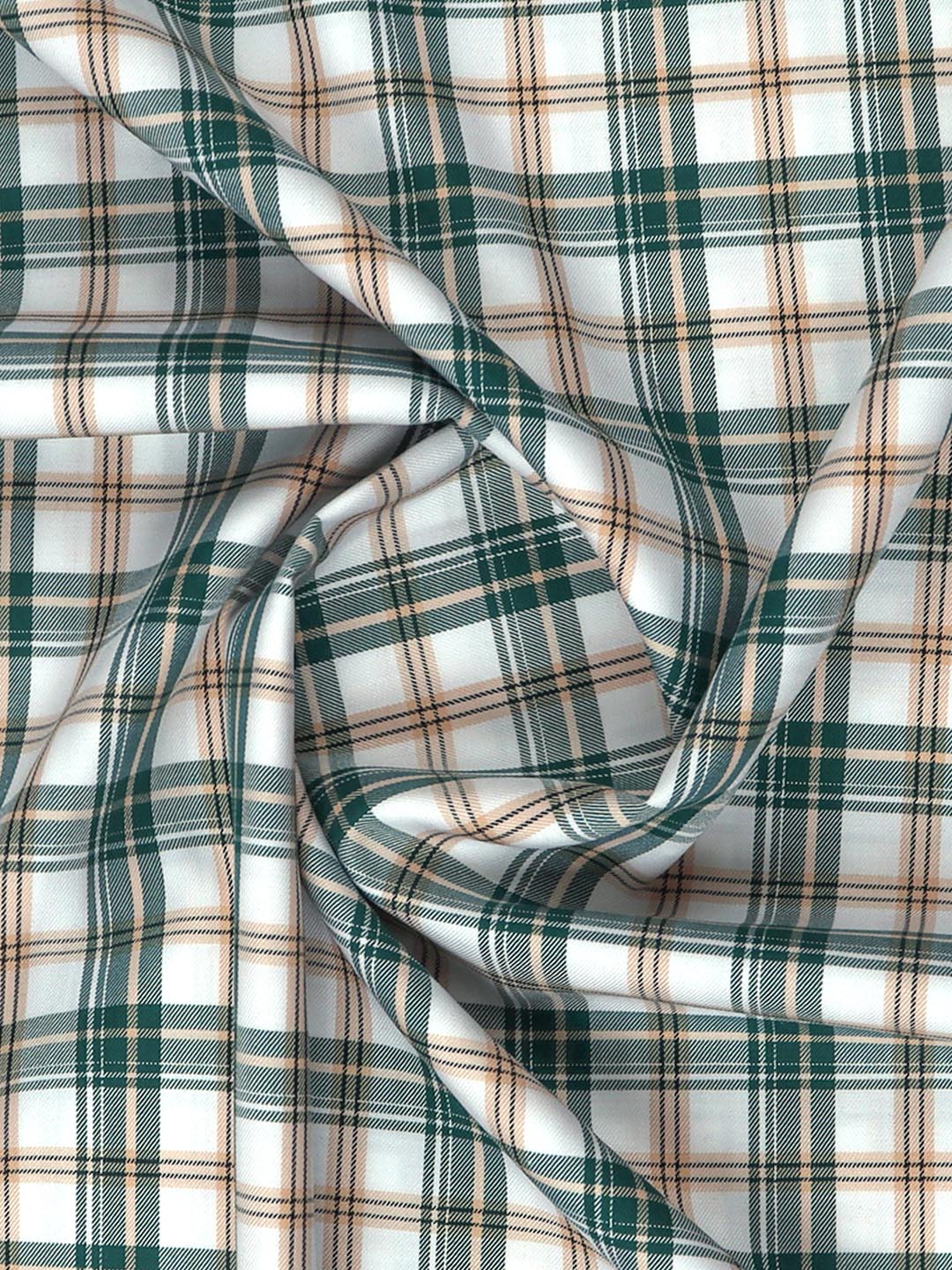 Cotton Green Check Shirt Fabric Cascade