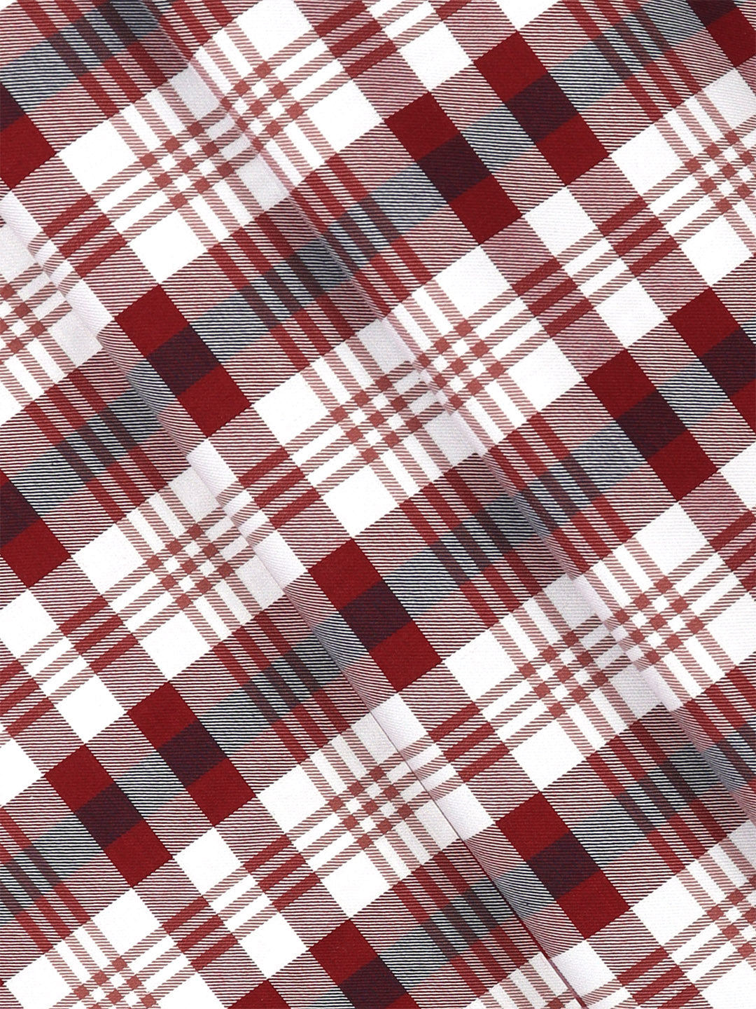 Mens Cotton Checked Maroon Shirt Fabric Cascade