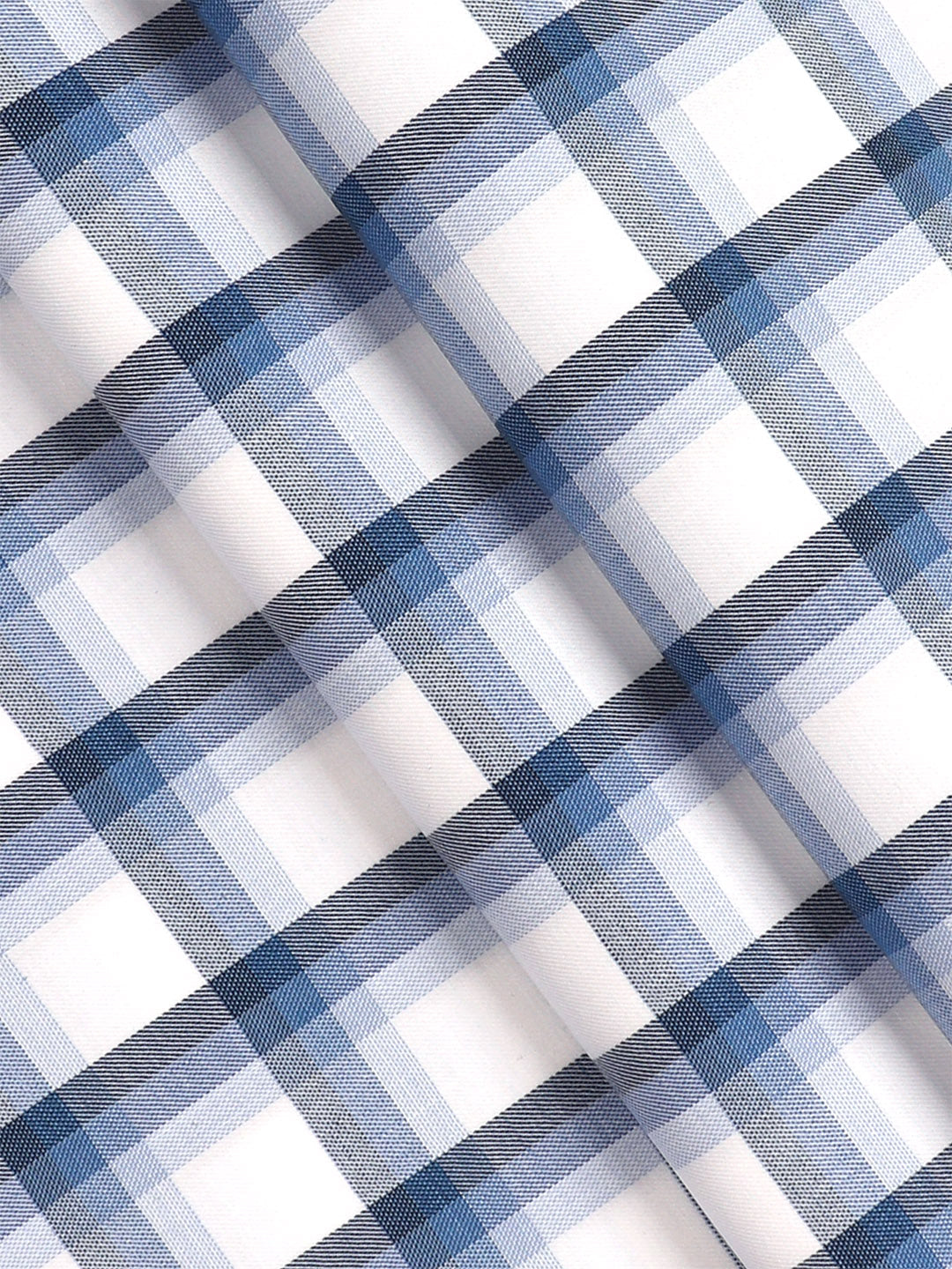 Mens Cotton Checked Shirt Fabric Blue Cascade