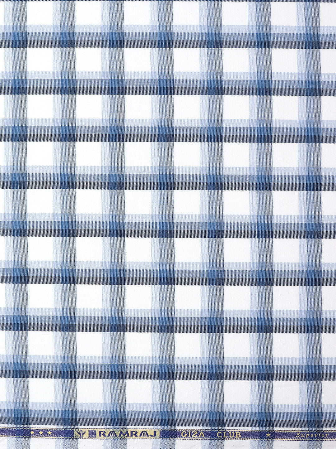 Mens Cotton Checked Shirt Fabric Blue Cascade