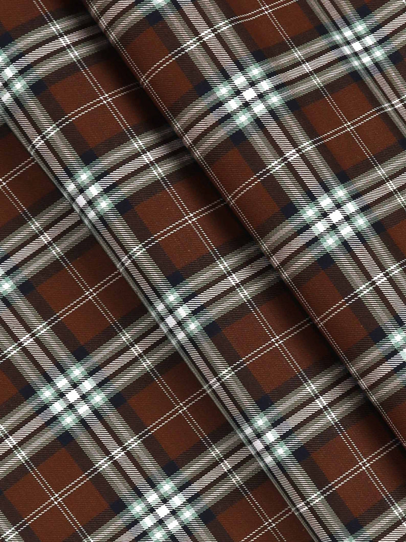 Cotton Brown & Navy Checked Shirt Fabric Cascade