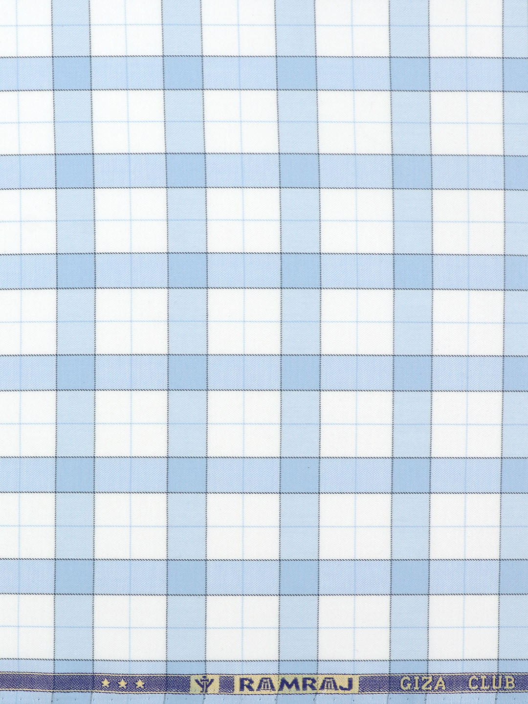 Cotton Blend White with Blue Colour  Checked Print Shirt Fabric CASCADE