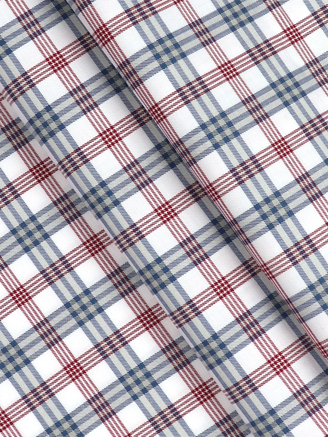 Mens Cotton Checked Blue with Red Shirt Fabric Cascade