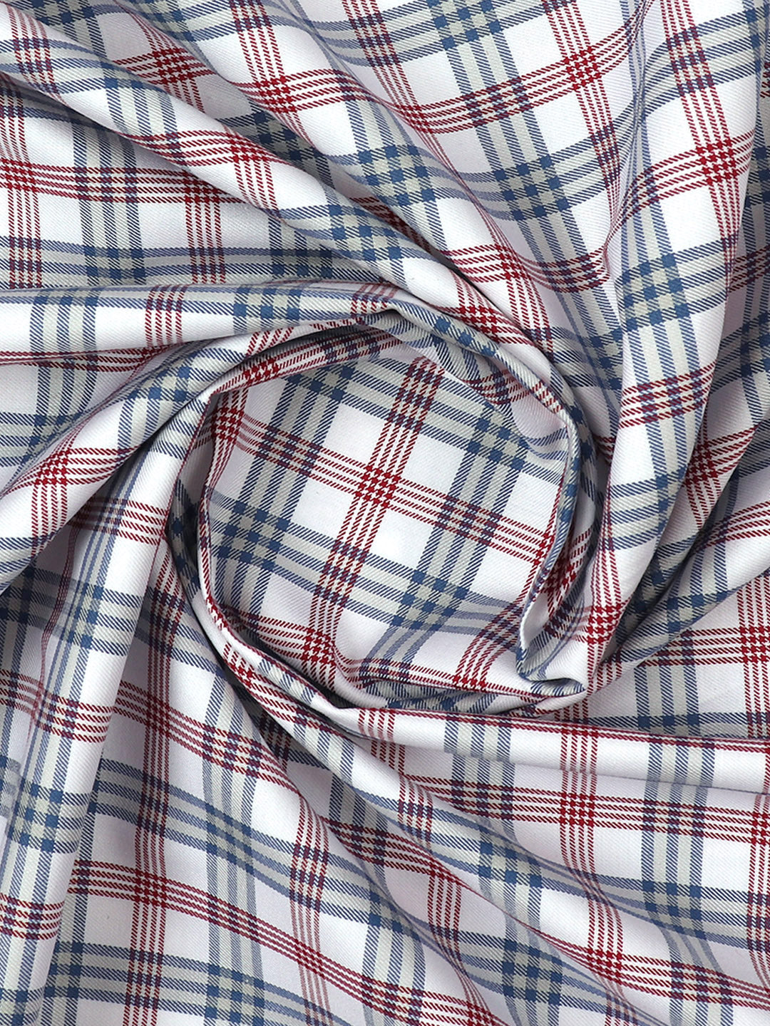 Mens Cotton Checked Blue with Red Shirt Fabric Cascade